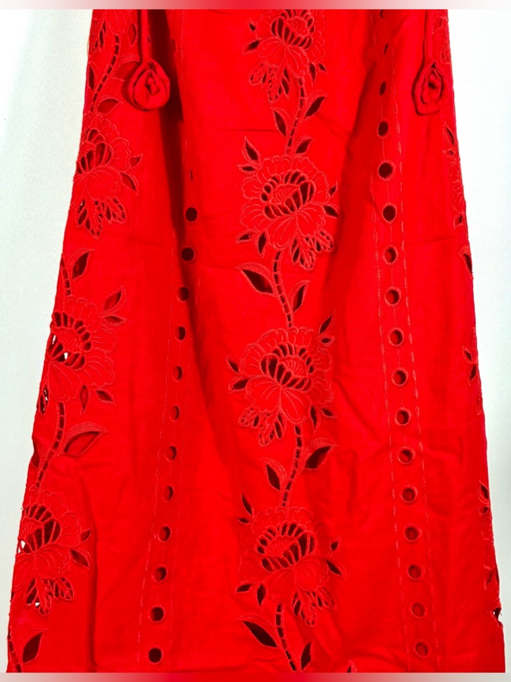 Farm Red Flowers Rio Richelieu Embroidered Sleeveless Maxi Dress Medium Small - Picture 10 of 16